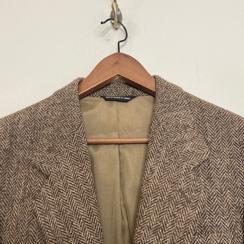 Vintage Harris Tweed Brown Herringbone Sport Coat - Picture 4 of 15